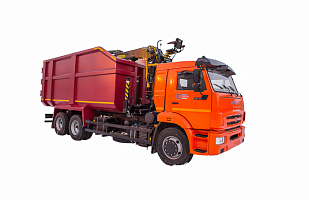 Ломовоз на шасси КамАЗ 65115 с гидроманипулятором VM10L74 с кузовом Мегатрон