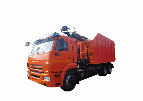 Ломовоз на шасси КамАЗ 65115 с гидроманипулятором VM10L74М с кузовом САТ