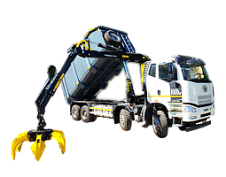 Ломовоз на шасси FAW3250 с манипулятором VM10L74 и кузовом Half-pipe 30м3