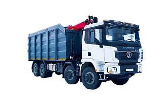 Ломовоз на шасси SHACMAN SX33186 с манипулятором VM10L74 и кузовом 30м3
