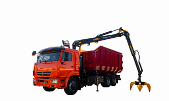 Ломовоз на шасси КамАЗ 65115 с гидроманипулятором VM10L74 с кузовом Half-pipe