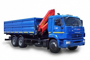 Самосвал на шасси КамАЗ 65115 с манипулятором PALFINGER IM150N