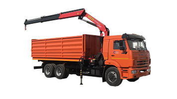 Самосвал на шасси КамАЗ 65115 с манипулятором PALFINGER PK 13501 SLD 