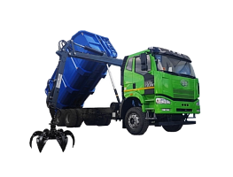 Ломовоз на шасси FAW3310 с манипулятором VM10L74 и кузовом Half-pipe 30м3