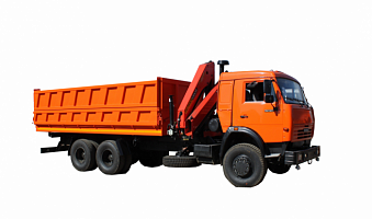 Самосвал на шасси КамАЗ 65115 с манипулятором PALFINGER PK15500